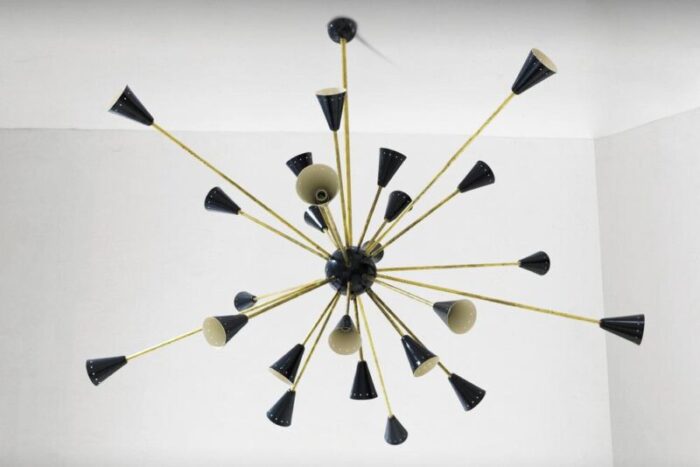 italian sputnik brass chandelier 1950s 5082