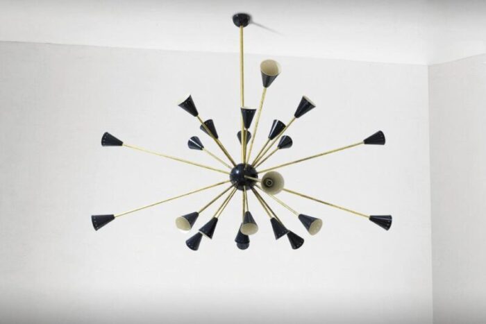 italian sputnik brass chandelier 1950s 5239