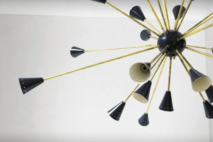 italian sputnik brass chandelier 1950s 8064