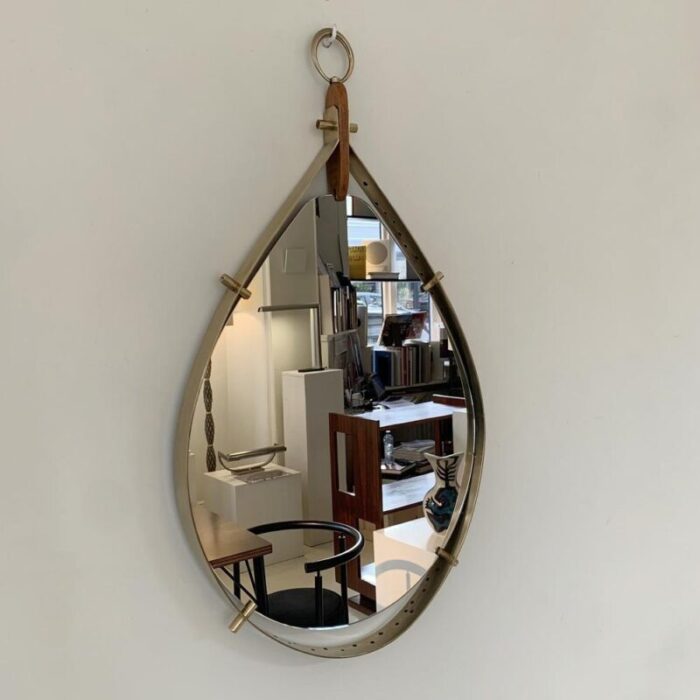 italian teardrop brass wall mirror 1960 0230