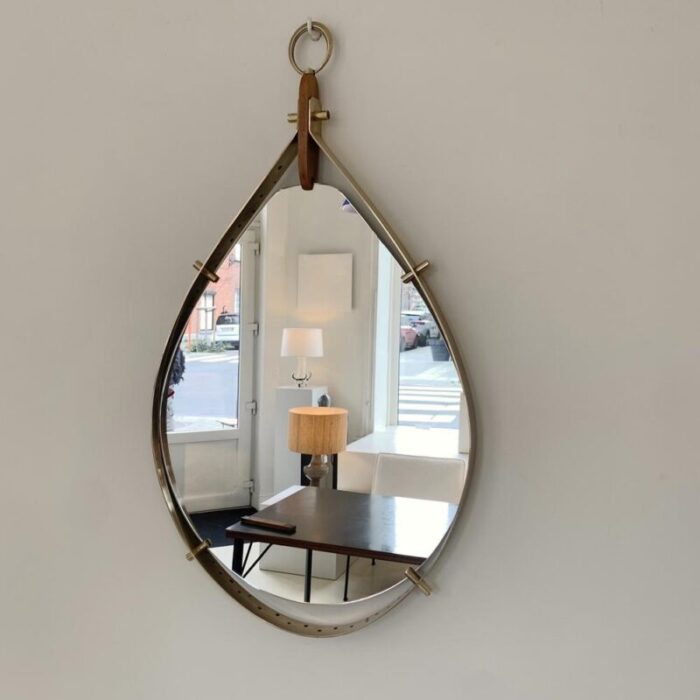 italian teardrop brass wall mirror 1960 6091