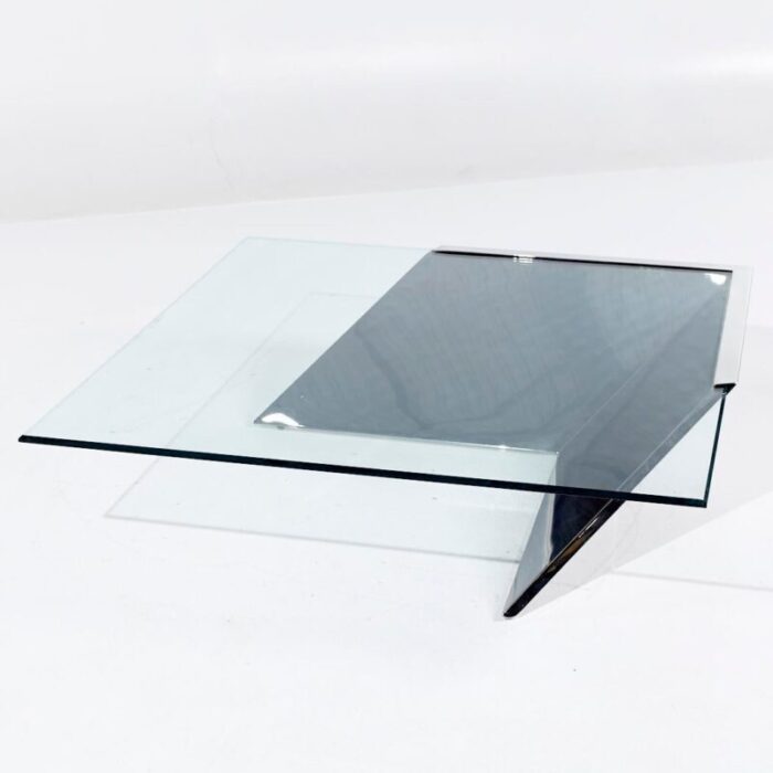 j wade beam for brueton mid century chrome and glass square coffee table 1238