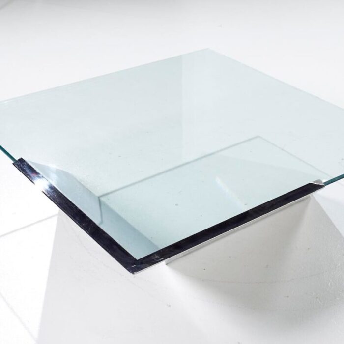 j wade beam for brueton mid century chrome and glass square coffee table 7013