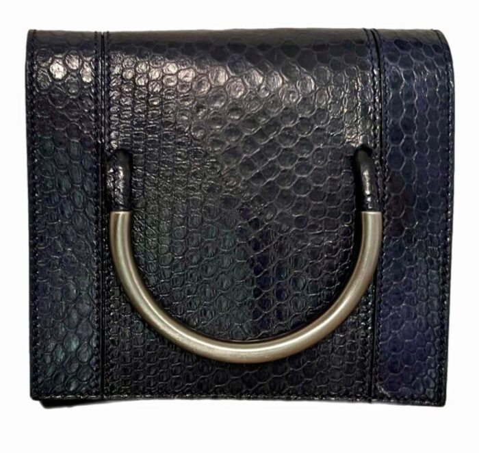 jil sander blue reptile embossed wristlet clutch 3048