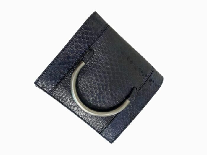 jil sander blue reptile embossed wristlet clutch 7898