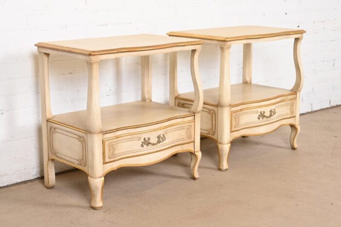 john widdicomb french provincial louis xv cream lacquered and parcel gilt nightstands circa 1950s 0355