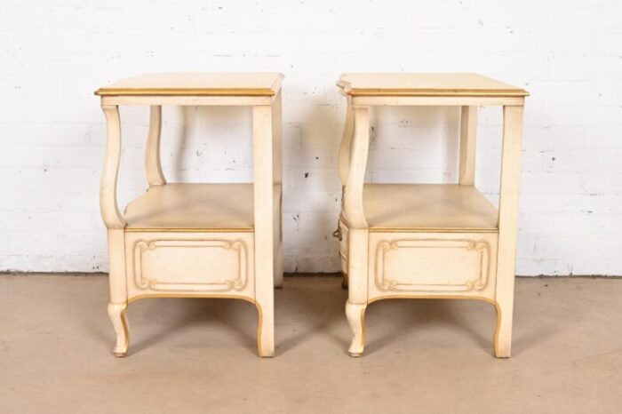 john widdicomb french provincial louis xv cream lacquered and parcel gilt nightstands circa 1950s 7896