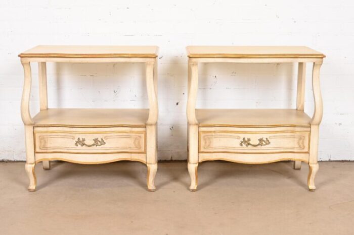 john widdicomb french provincial louis xv cream lacquered and parcel gilt nightstands circa 1950s 8436