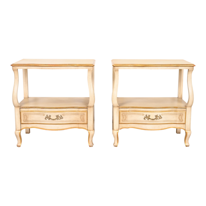 john widdicomb french provincial louis xv cream lacquered and parcel gilt nightstands circa 1950s 9372