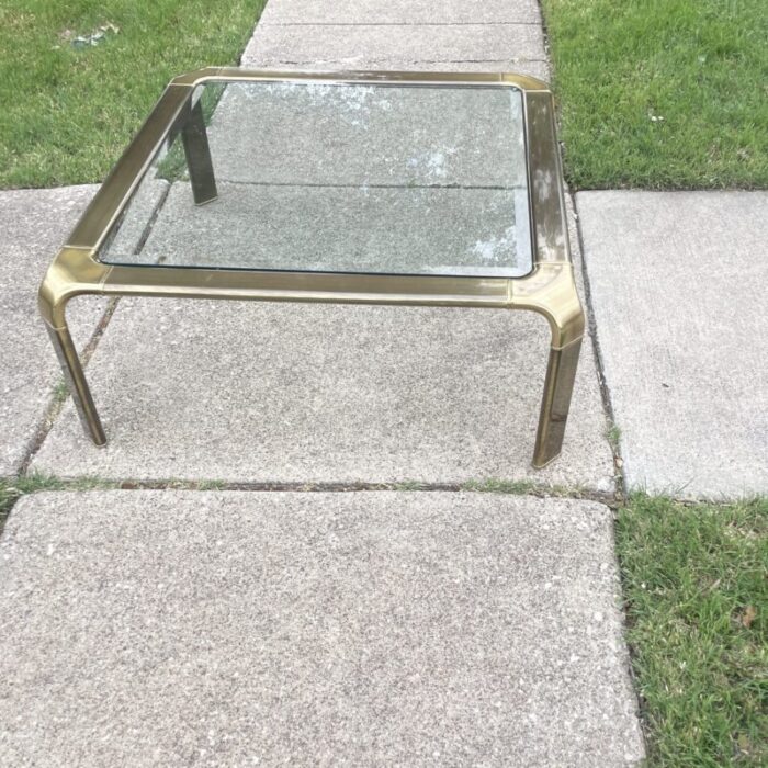 john widdicomb hollywood regency brass and glass cocktail table circa 1970s 0997