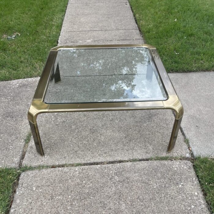 john widdicomb hollywood regency brass and glass cocktail table circa 1970s 7455