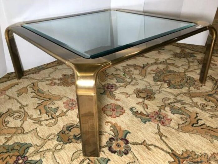 john widdicomb hollywood regency brass and glass cocktail table circa 1970s 8663