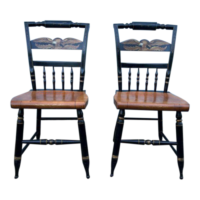 l hitchcock vintage dining chairs harvest eagle black and gold stenciled side chairs a pair 9145