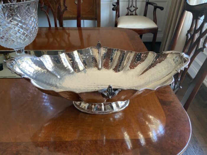 large 1970s hammered silver plated vessel cachepot planter 1512