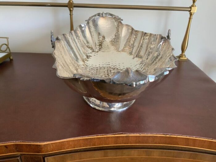 large 1970s hammered silver plated vessel cachepot planter 4882