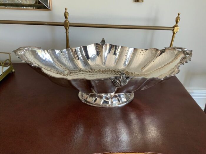 large 1970s hammered silver plated vessel cachepot planter 8935