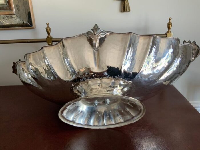 large 1970s hammered silver plated vessel cachepot planter 9312