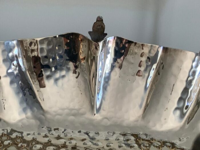 large 1970s hammered silver plated vessel cachepot planter 9660