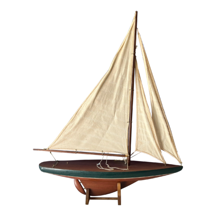 large 1970s wooden boat on stand 3612