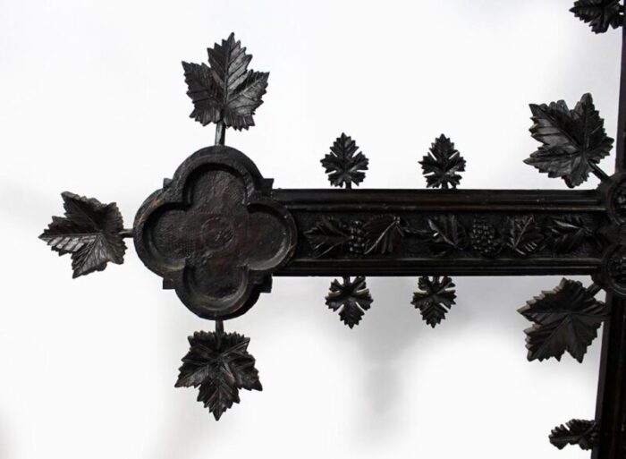 large 19th century carved black forest cross 3522