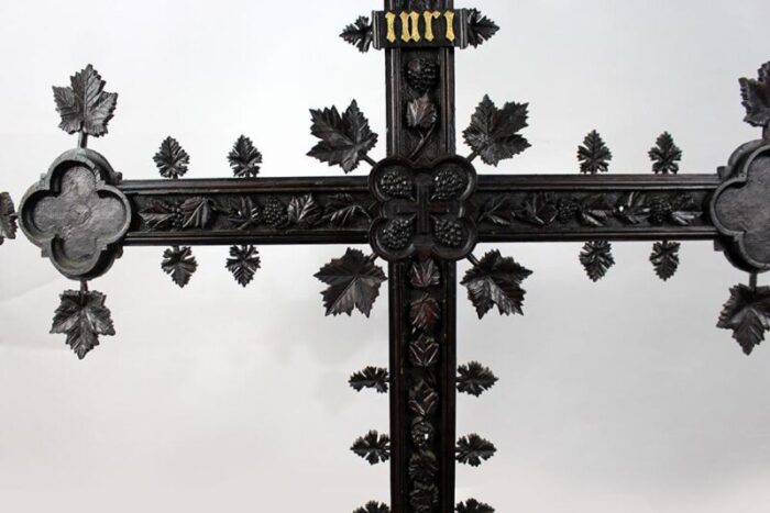 large 19th century carved black forest cross 3886