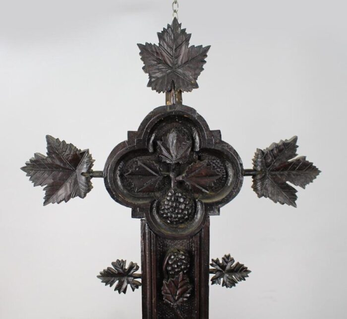 large 19th century carved black forest cross 4716