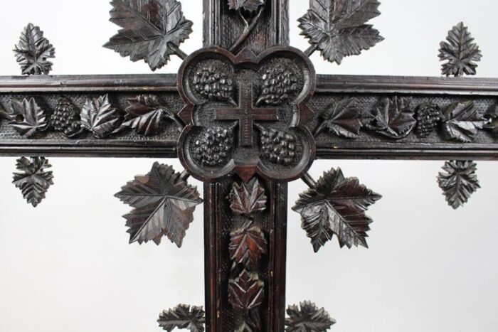 large 19th century carved black forest cross 6703