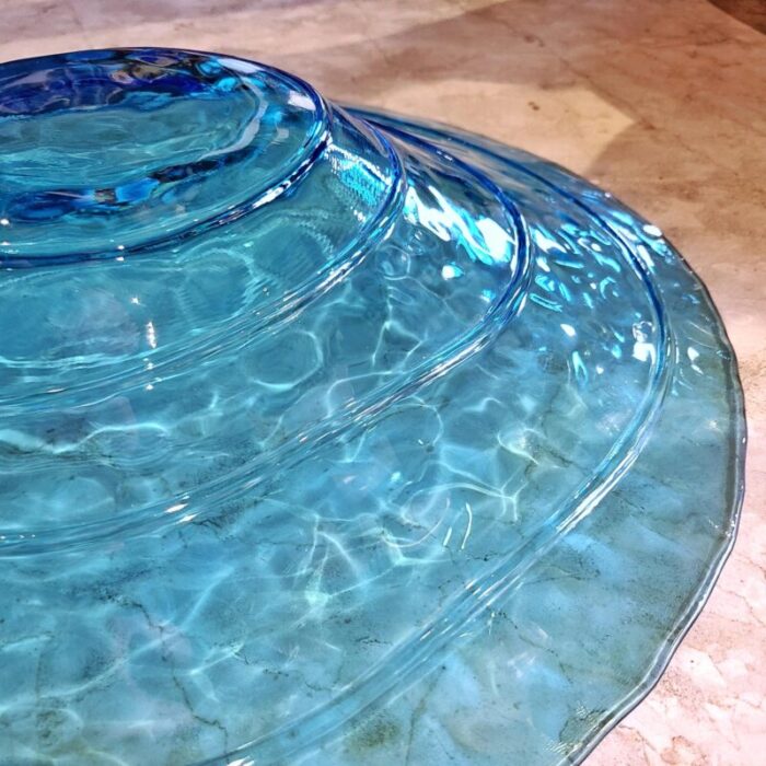 large art glass bowl with wavy concentric rings 2440