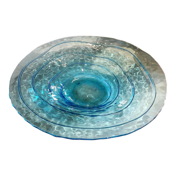 large art glass bowl with wavy concentric rings 3503