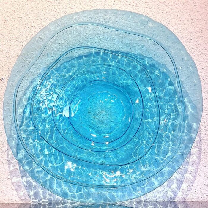 large art glass bowl with wavy concentric rings 6736