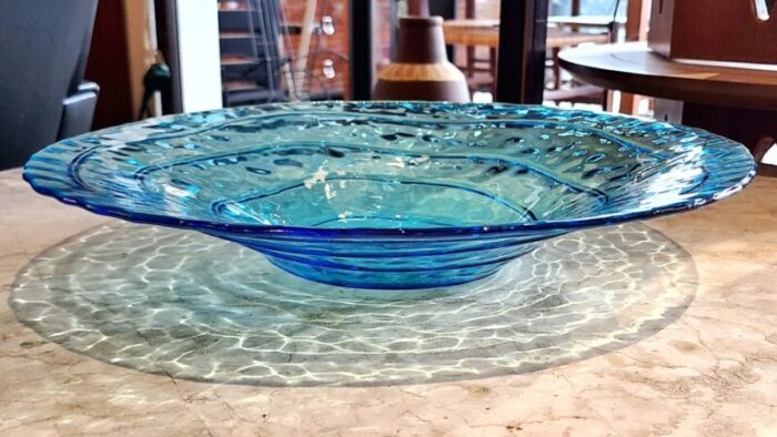 large art glass bowl with wavy concentric rings 7218