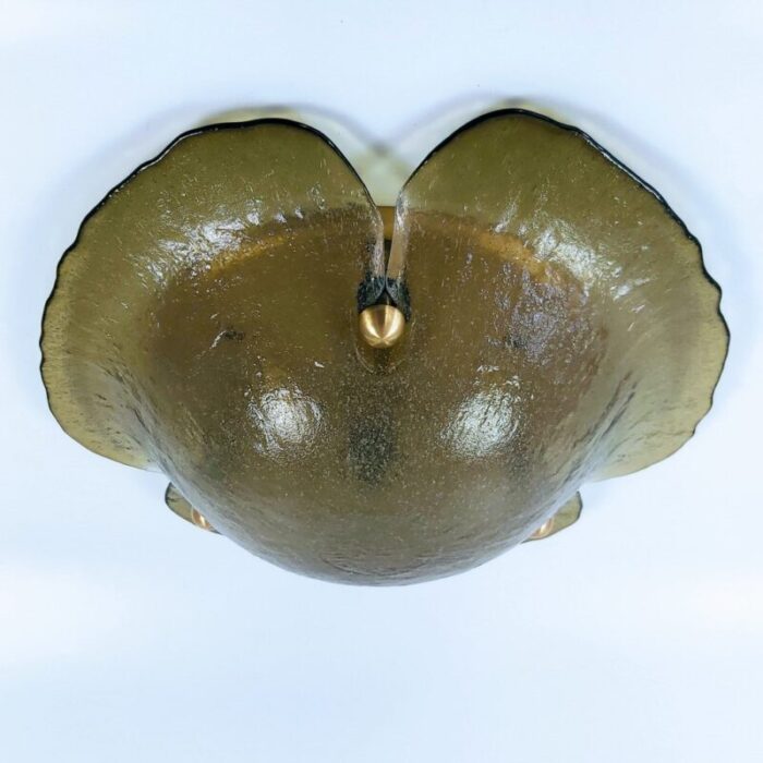 large brass and murano glass flush mount ceiling lamp from peill putzler germany 1970s 2