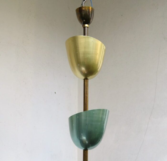 large brass painted aluminum ceiling light 1950s 13