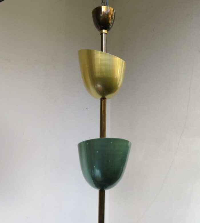 large brass painted aluminum ceiling light 1950s 14