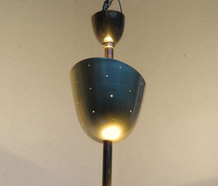 large brass painted aluminum ceiling light 1950s 8