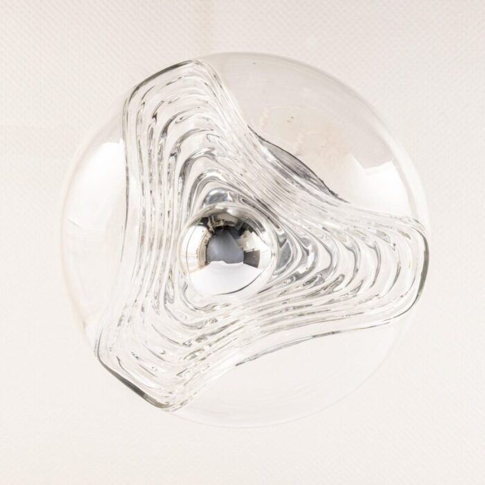 large clear glass pendant light by peill putzler germany 1970s 5