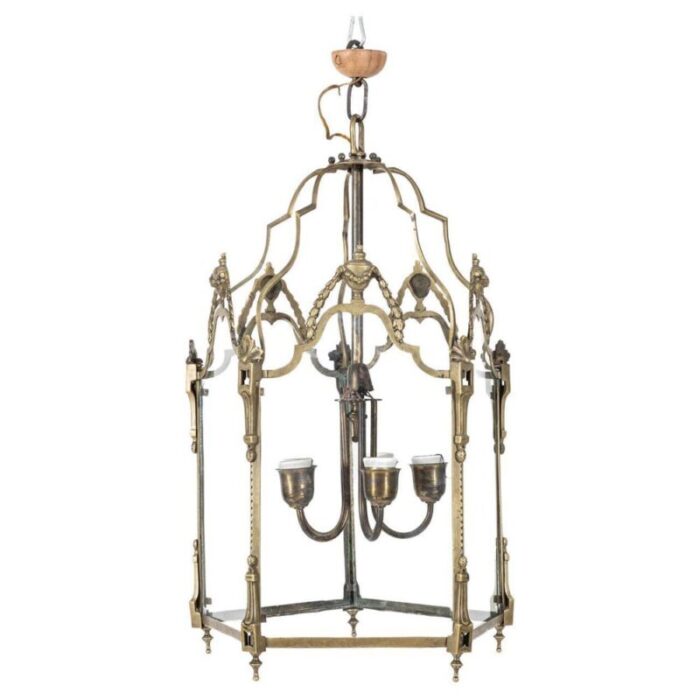 large english glazed brass lantern 1