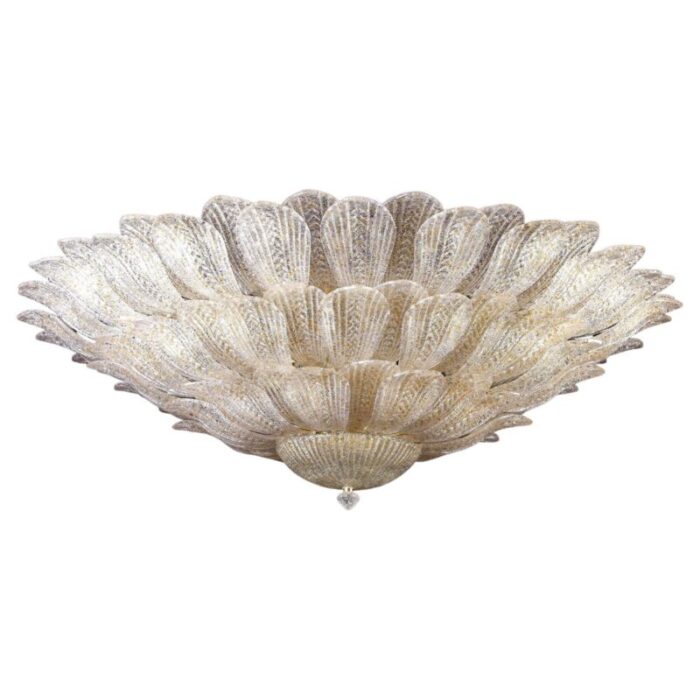 large gold leaves murano glass ceiling light or flushmount 3