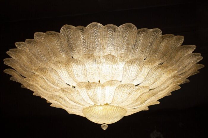 large gold leaves murano glass ceiling light or flushmount 4