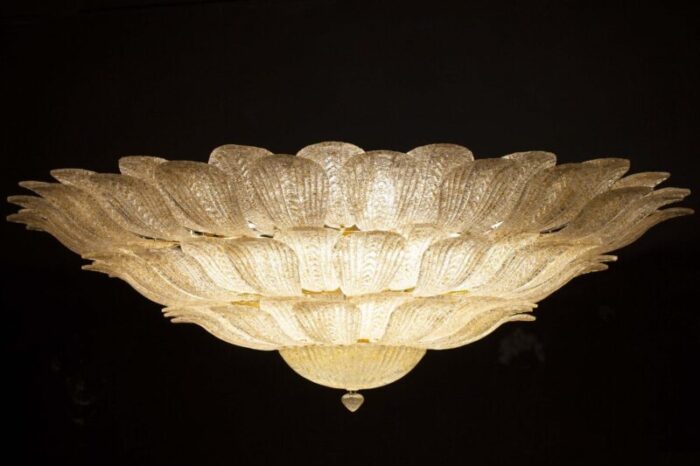 large gold leaves murano glass ceiling light or flushmount 7