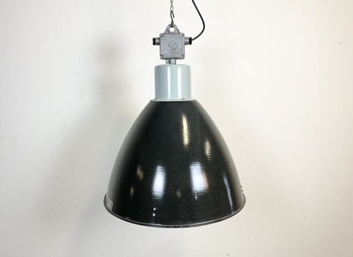 large industrial enamel factory pendant lamp from elektrosvit 1960s 1