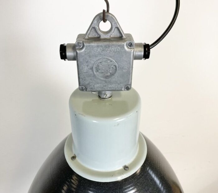 large industrial enamel factory pendant lamp from elektrosvit 1960s 10