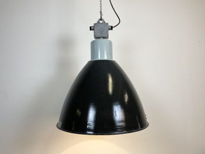 large industrial enamel factory pendant lamp from elektrosvit 1960s 11