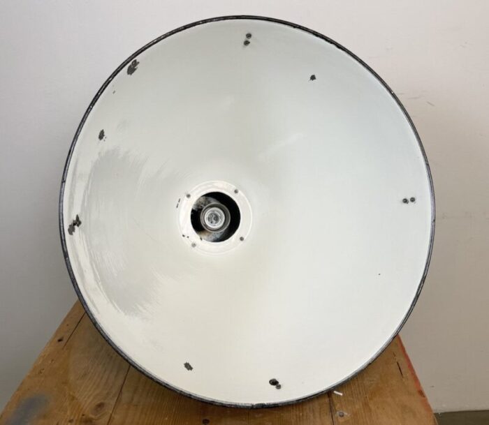 large industrial enamel factory pendant lamp from elektrosvit 1960s 14