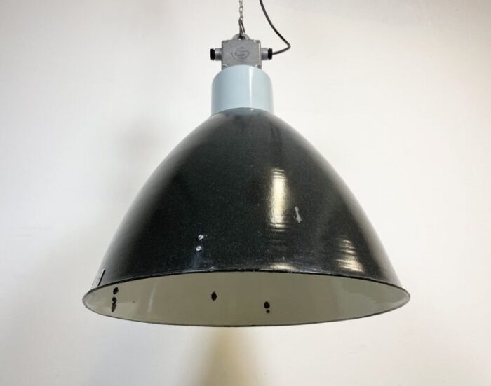 large industrial enamel factory pendant lamp from elektrosvit 1960s 9