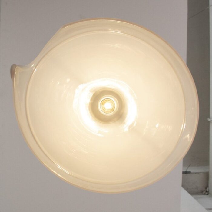 large italian suspension lamp in white murano glass with pink gray finishes 1980s 6