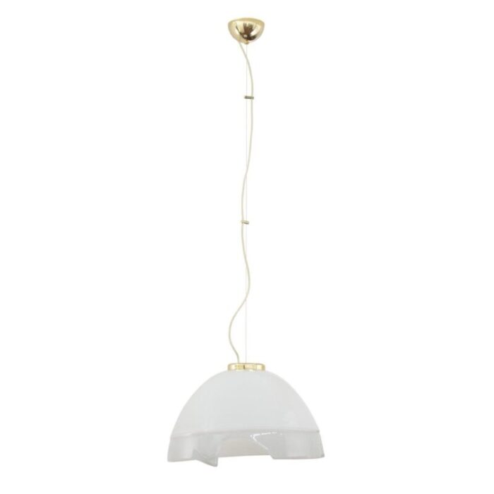 large italian suspension lamp in white murano glass with pink gray finishes 1980s 7