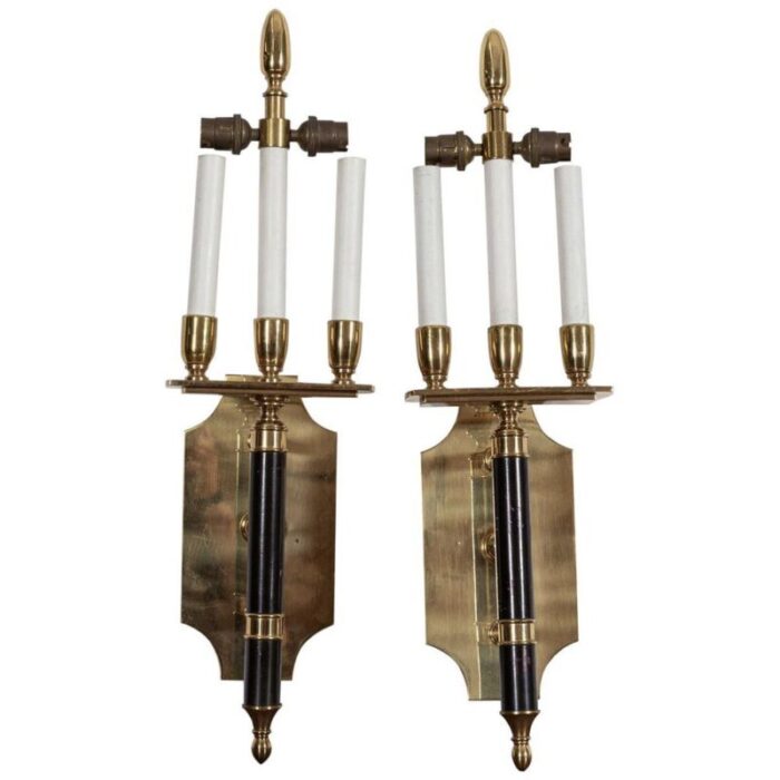 large mid century italian brass wall lights set of 2 1