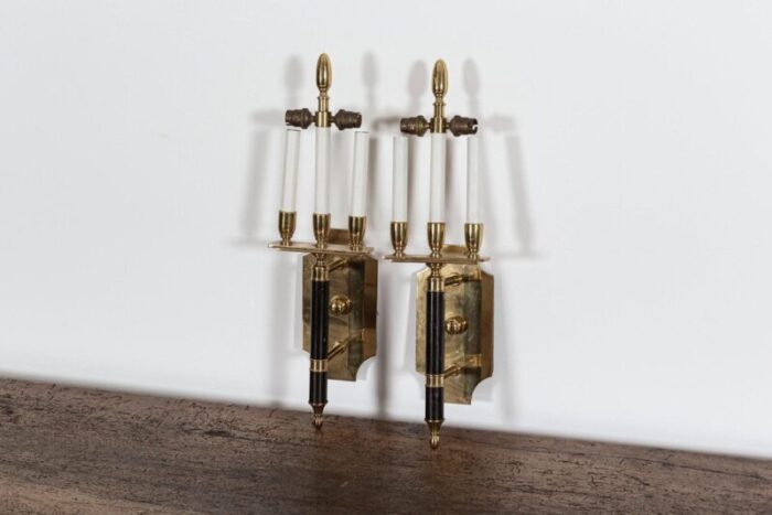 large mid century italian brass wall lights set of 2 4