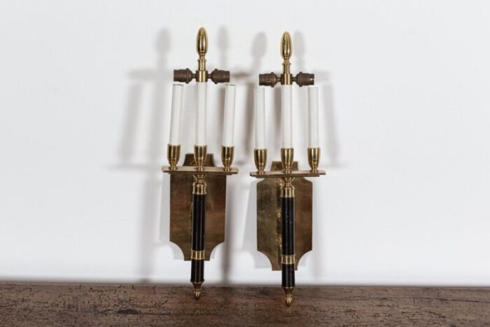 large mid century italian brass wall lights set of 2 6